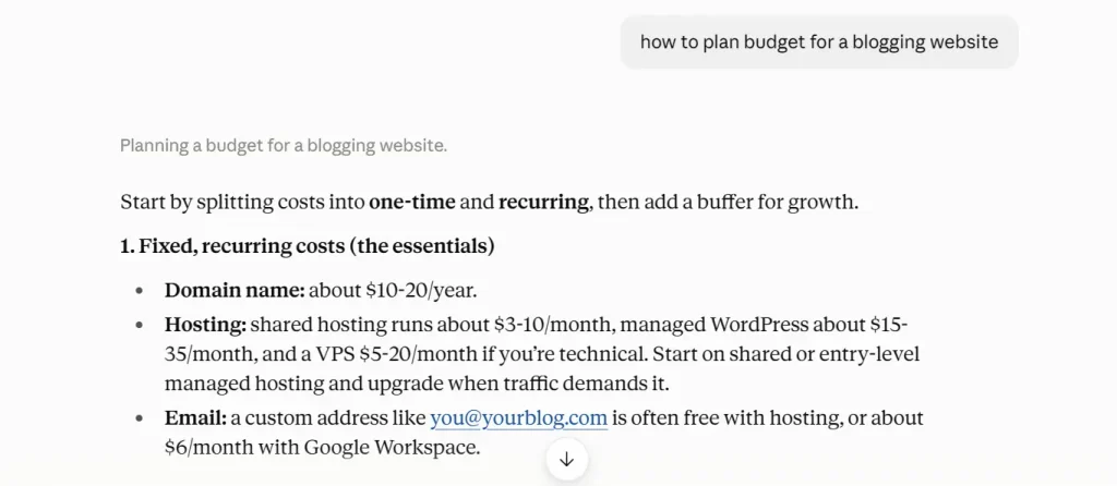Claude prefers bullet points